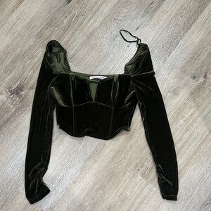 NWT Hansen and Gretel Meredith top sage XS velvet off shoulder top